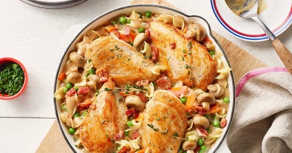 One Pan Coq Au Vin Noodle Skillet