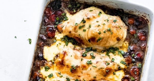 Pesto Baked Chicken with Tomatoes and Mozzarella