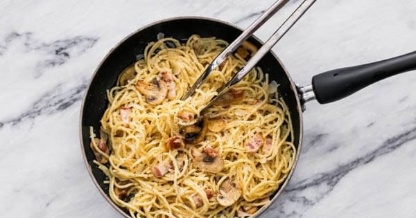 Cacio e Pepe with Mushrooms & Bacon