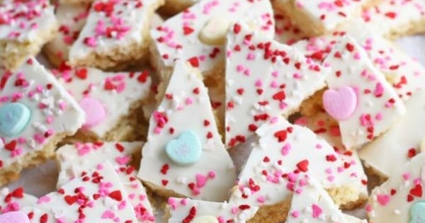 Conversation Heart Sugar Cookie Bark