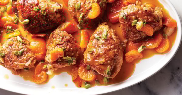 Orange soy-braised chicken thighs