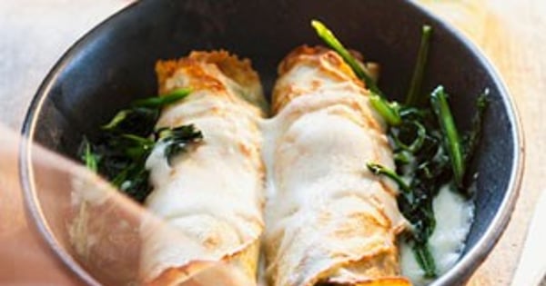 Spinach & Cheese Baked Crepes