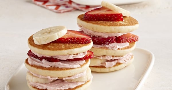 Strawberry-Banana Mini Pancake Stacks