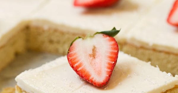 Texas-Sized Vanilla Sheet Cake with Cream Cheese Frosting