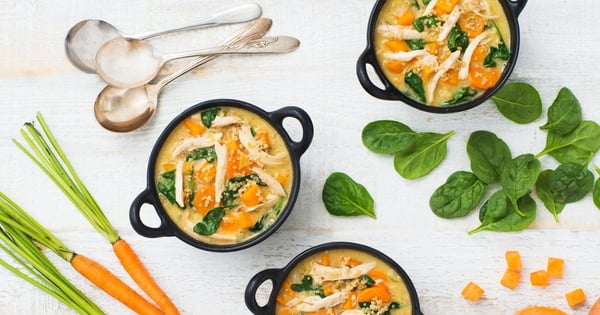 Creamy Sweet Potato and Chicken Soup with Quinoa