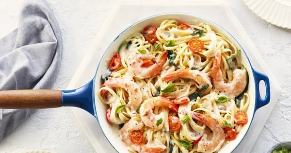 One-Pot Linguine with Bacon and Shrimp