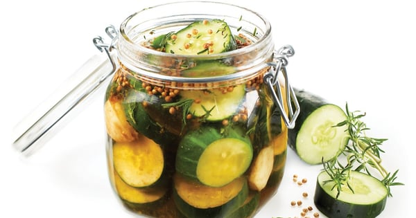 Pickled cucumbers with rice vinegar and maple syrup