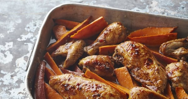 One-Pan Baked Chicken & Sweet Potatoes