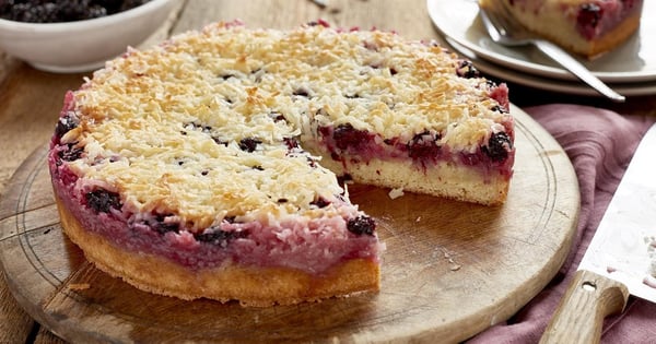 Blackberry Coconut Macaroon Cake