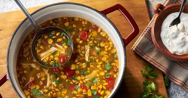 Roasted Corn & Garlic Sopa Verde