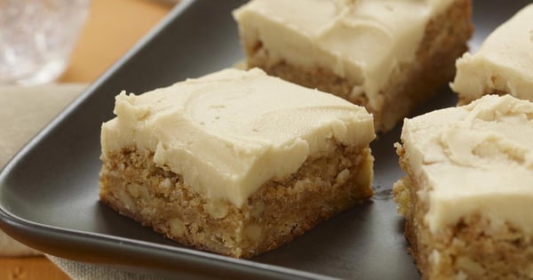 Apple Blondies with Caramel Icing