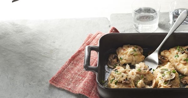 Cheesy Mushroom-Fish Bake