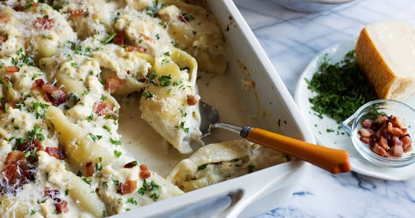 Carbonara Chicken Alfredo Stuffed Shells