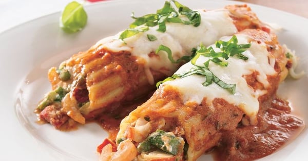 Seafood and Asparagus Manicotti