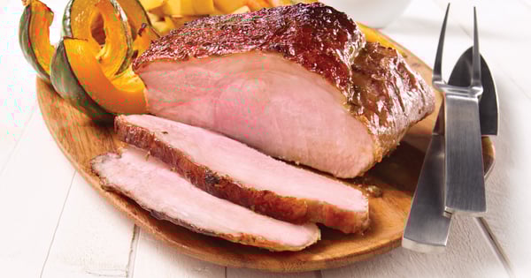 Roast maple-glazed pork loin with mustard and rosemary