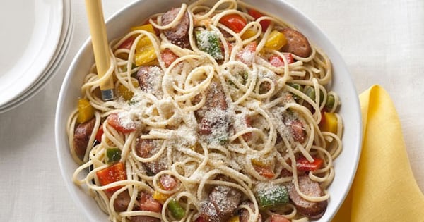 Sausage, Peppers & Tomatoes with Linguine