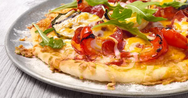 Amoré pepperoni pizza with grilled vegetables