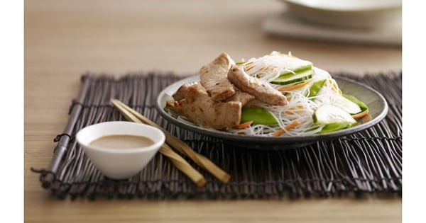 Pork with Noodles & Snow Pea Slaw