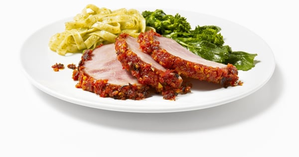 Braised ham with sundried tomatoes