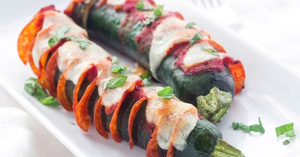 Hasselback Zucchini Pizza
