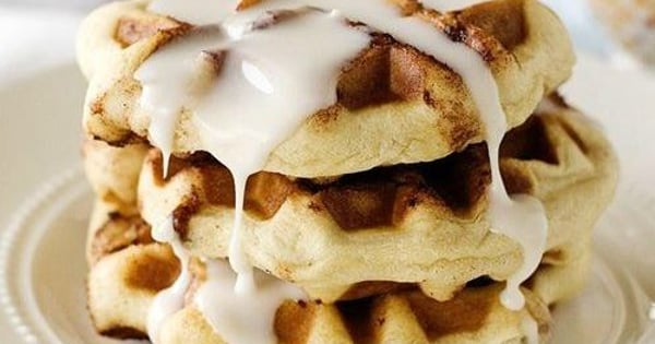 Cinnamon Roll Waffles with Cream Cheese Icing