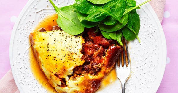 Vegetarian moussaka with aduki beans