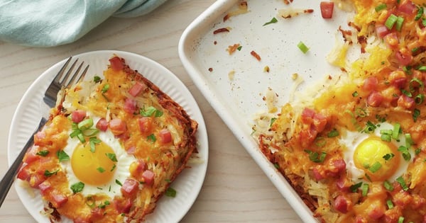 Sheet-Pan Ham and Egg Hash