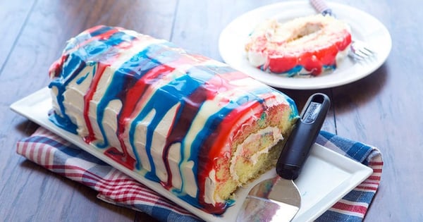 Red, White and Blue Roll Cake
