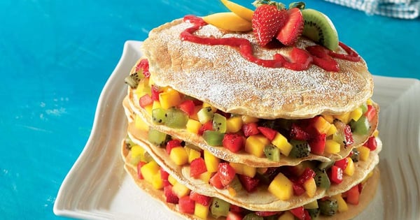Multigrain crêpe and fruit breakfast torte