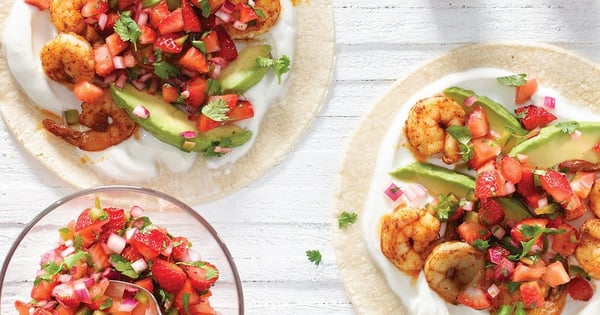 Shrimp Tacos and Strawberry Salsa