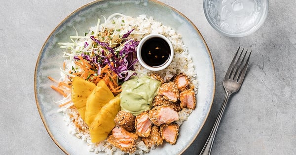 Crispy Salmon, Avocado & Coriander Cabbage Bowl