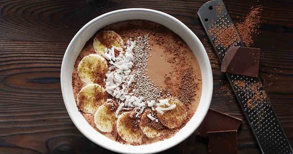 Coconut chocolate banana tofu smoothie bowl