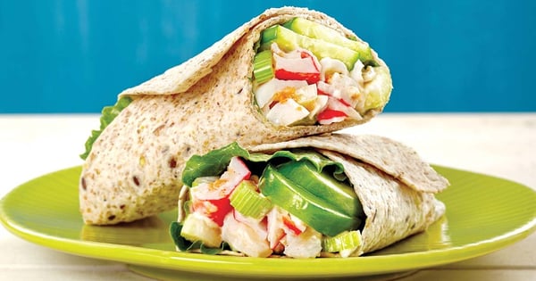 Spicy seafood salad wrap