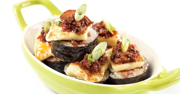 Capicollo maki with dried tomatoes and grilling cheese from Geneviève Everell
