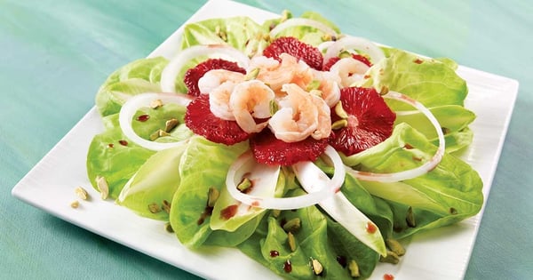 Shrimp and blood orange salad