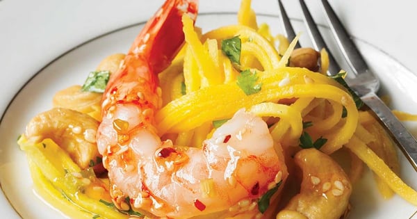 Sweet chili shrimp with green mango salad