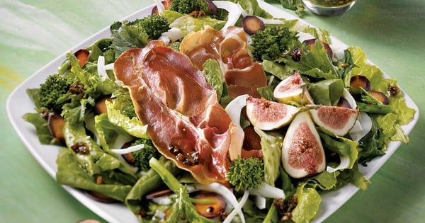 Rapini, fig and prosciutto chip salad