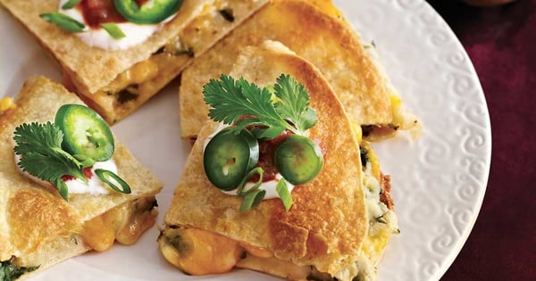 Turkey, potato & cheese quesadillas