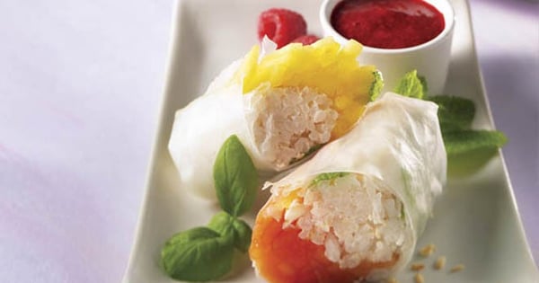 Fruit and coconut spring rolls