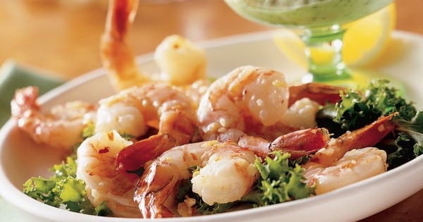Spicy Lemon Shrimp with Basil Mayonnaise