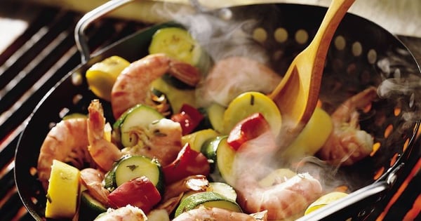 Grilled Lemon Shrimp with Squash