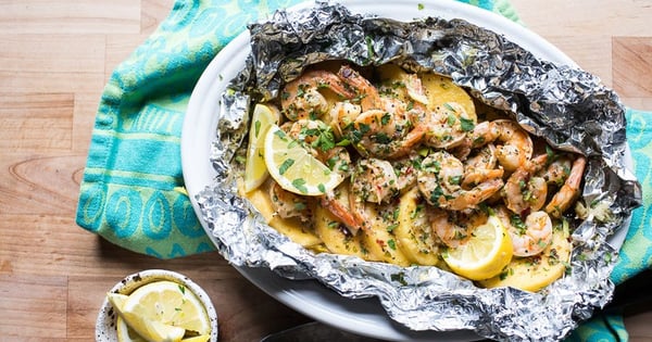 Garlic Butter and Shrimp Foil Packs