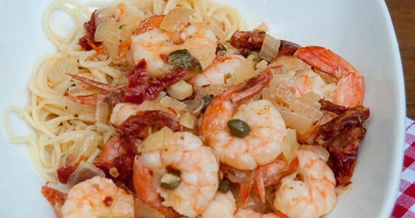 Mediterranean Shrimp with Angel Hair Pasta