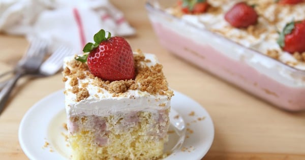 Strawberry Cheesecake Poke Cake