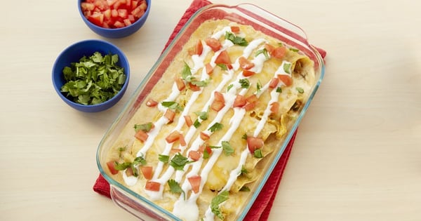 Green Chile Creamy Chicken Enchiladas