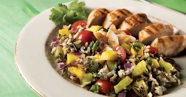 Wild rice and tropical fruit salad