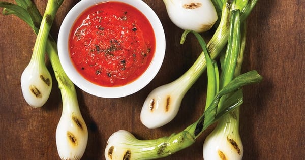 Sweet Cambray onions and red pepper coulis