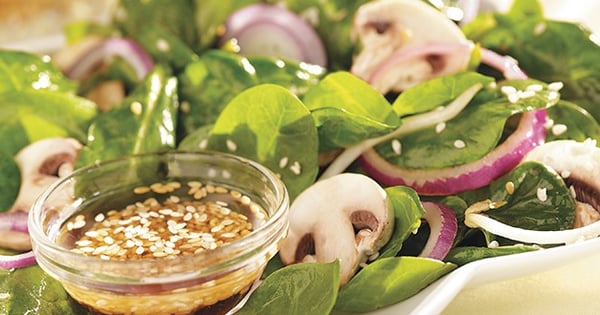 Spinach Salad with Hot Sesame Dressing