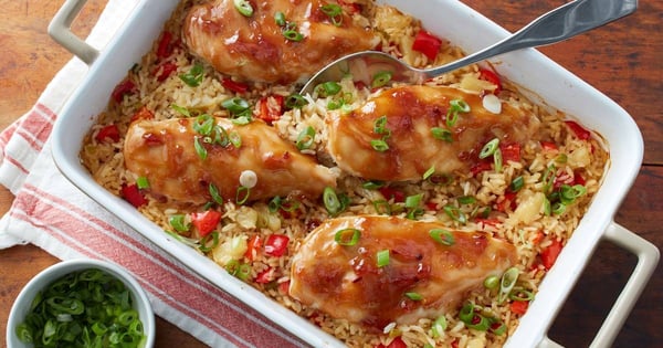 Teriyaki Chicken and Pineapple Rice Casserole
