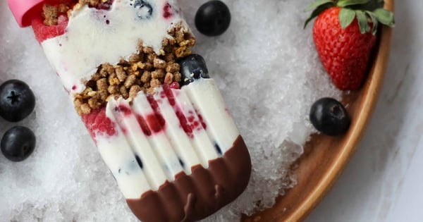 Banana Cream Pie Ice Pops with Berries and Chocolate Shell